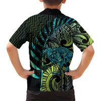 Southland Takehe Pounama Family Matching Off Shoulder Short Dress and Hawaiian Shirt Aotearoa Poutama Paua Shell Fern