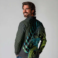 Southland Takehe Pounama Long Sleeve Polo Shirt Aotearoa Poutama Paua Shell Fern LT14 - Polynesian Pride