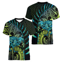 Southland Takehe Pounama Women V-Neck T-Shirt Aotearoa Poutama Paua Shell Fern LT14 - Polynesian Pride
