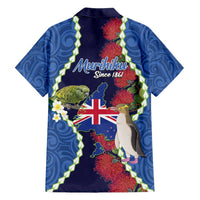 Southland Anniversary Day Family Matching Off Shoulder Maxi Dress and Hawaiian Shirt Murihiku 1861 Maori Bird Mix Pohutukawa