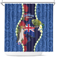 Southland Anniversary Day Shower Curtain Murihiku 1861 Maori Bird Mix Pohutukawa