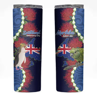 Southland Anniversary Day Skinny Tumbler Murihiku 1861 Maori Bird Mix Pohutukawa LT14 Blue - Polynesian Pride