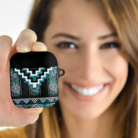 Paua Shell Taniko Pattern Aotearoa AirPods Case Niho Taniwha Mix Poutama LT14 Turquoise - Polynesian Pride