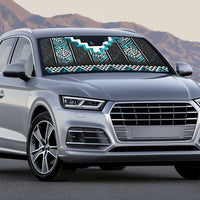 Paua Shell Taniko Pattern Aotearoa Auto Sun Shade Niho Taniwha Mix Poutama - Polynesian Pride