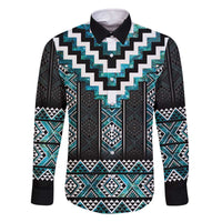 Paua Shell Taniko Pattern Aotearoa Family Matching Off The Shoulder Long Sleeve Dress and Hawaiian Shirt Niho Taniwha Mix Poutama