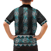 Paua Shell Taniko Pattern Aotearoa Family Matching Tank Maxi Dress and Hawaiian Shirt Niho Taniwha Mix Poutama