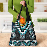 Paua Shell Taniko Pattern Aotearoa Grocery Bag Niho Taniwha Mix Poutama LT14 - Polynesian Pride