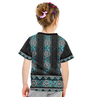 Paua Shell Taniko Pattern Aotearoa Kid T Shirt Niho Taniwha Mix Poutama LT14 - Polynesian Pride