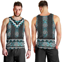 Paua Shell Taniko Pattern Aotearoa Men Tank Top Niho Taniwha Mix Poutama