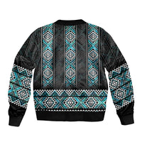 Paua Shell Taniko Pattern Aotearoa Sleeve Zip Bomber Jacket Niho Taniwha Mix Poutama LT14 - Polynesian Pride