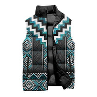 Paua Shell Taniko Pattern Aotearoa Sleeveless Puffer Jacket Niho Taniwha Mix Poutama - Polynesian Pride