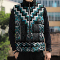 Paua Shell Taniko Pattern Aotearoa Sleeveless Puffer Jacket Niho Taniwha Mix Poutama - Polynesian Pride