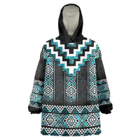 Paua Shell Taniko Pattern Aotearoa Wearable Blanket Hoodie Niho Taniwha Mix Poutama