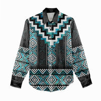 Paua Shell Taniko Pattern Aotearoa Women Casual Shirt Niho Taniwha Mix Poutama