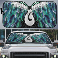 Aotearoa Korowai Motif Auto Sun Shade Hei Matau Poutama Maori Pattern - Polynesian Pride