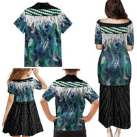Aotearoa Korowai Motif Family Matching Puletasi and Hawaiian Shirt Hei Matau Poutama Maori Pattern