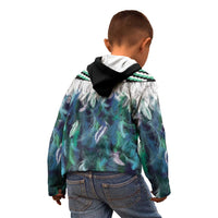 Aotearoa Korowai Motif Kid Hoodie Hei Matau Poutama Maori Pattern