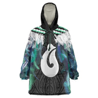 Aotearoa Korowai Motif Wearable Blanket Hoodie Hei Matau Poutama Maori Pattern