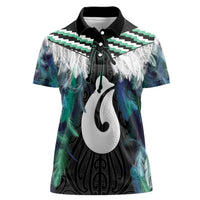 Aotearoa Korowai Motif Women Polo Shirt Hei Matau Poutama Maori Pattern