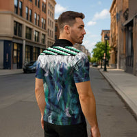 Aotearoa Korowai Motif Zipper Polo Shirt Hei Matau Poutama Maori Pattern - Polynesian Pride