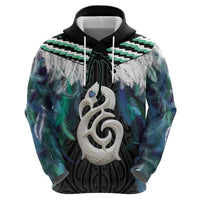 Aotearoa Korowai Motif Zip Hoodie Hei Manaia Poutama Maori Pattern