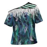 Aotearoa Korowai Motif Cross Shoulder Shirt Maori Wheku Poutama - Polynesian Pride