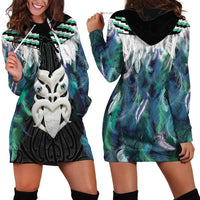 Aotearoa Korowai Motif Hoodie Dress Maori Wheku Poutama