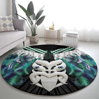 Aotearoa Korowai Motif Round Carpet Maori Wheku Poutama