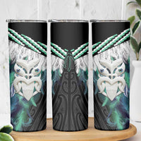 Aotearoa Korowai Motif Skinny Tumbler Maori Wheku Poutama LT14 - Polynesian Pride