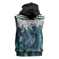 Aotearoa Korowai Motif Sleeveless Zip Hoodie Maori Wheku Poutama LT14 - Polynesian Pride