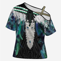 Aotearoa Korowai Motif Cross Shoulder Shirt Maori Tane Poutama - Polynesian Pride