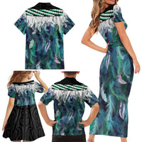 Aotearoa Korowai Motif Family Matching Short Sleeve Bodycon Dress and Hawaiian Shirt Maori Tane Poutama LT14 - Polynesian Pride