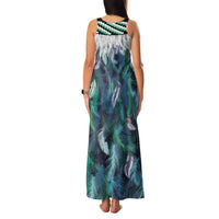 Aotearoa Korowai Motif Family Matching Tank Maxi Dress and Hawaiian Shirt Maori Tane Poutama LT14 - Polynesian Pride