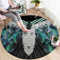 Aotearoa Korowai Motif Round Carpet Maori Tane Poutama