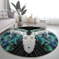 Aotearoa Korowai Motif Round Carpet Maori Tane Poutama