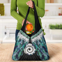 Aotearoa Korowai Motif Grocery Bag Maori Koru Poutama