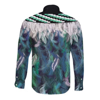 Aotearoa Korowai Motif Long Sleeve Button Shirt Maori Koru Poutama