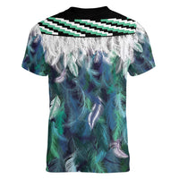 Aotearoa Korowai Motif Women V-Neck T-Shirt Maori Koru Poutama LT14 - Polynesian Pride