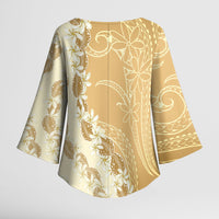 Heiva i Tahiti Kimono Sleeve Blouse Tahitian Tiare Maori Cowrie Lei Brown LT14 - Polynesian Pride