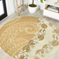 Heiva i Tahiti Round Carpet Tahitian Tiare Maori Cowrie Lei Brown LT14 Brown - Polynesian Pride