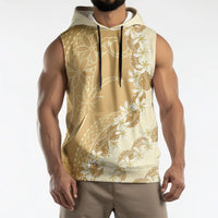 Heiva i Tahiti Sleeveless Hoodie Tahitian Tiare Maori Cowrie Lei Brown LT14 - Polynesian Pride