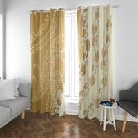 Heiva i Tahiti Window Curtain Tahitian Tiare Maori Cowrie Lei Brown LT14 With Grommets Brown - Polynesian Pride