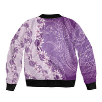 Heiva i Tahiti Bomber Jacket Tahitian Tiare Maori Cowrie Lei Purple LT14 - Polynesian Pride