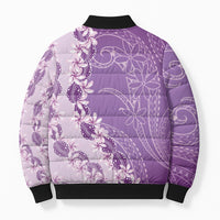 Heiva i Tahiti Bomber Puffer Jacket Tahitian Tiare Maori Cowrie Lei Purple LT14 - Polynesian Pride