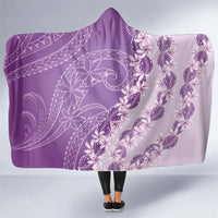 Heiva i Tahiti Hooded Blanket Tahitian Tiare Maori Cowrie Lei Purple LT14 One Size Purple - Polynesian Pride