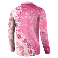 Heiva i Tahiti Button Sweatshirt Tahitian Tiare Maori Cowrie Lei Pink