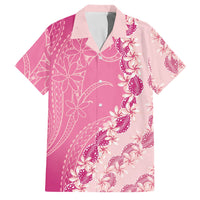 Heiva i Tahiti Family Matching Off Shoulder Short Dress and Hawaiian Shirt Tahitian Tiare Maori Cowrie Lei Pink LT14 Dad's Shirt - Short Sleeve Pink - Polynesian Pride