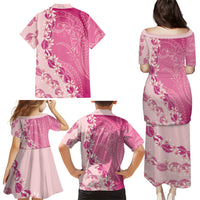 Heiva i Tahiti Family Matching Puletasi and Hawaiian Shirt Tahitian Tiare Maori Cowrie Lei Pink LT14 - Polynesian Pride