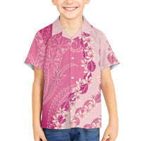 Heiva i Tahiti Kid Hawaiian Shirt Tahitian Tiare Maori Cowrie Lei Pink LT14 Kid Pink - Polynesian Pride