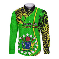 Personalised 25 May Palmerston Island Gospel Day Long Sleeve Button Shirt Cook Islands Tribal Pattern LT14 Unisex Green - Polynesian Pride
